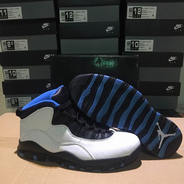 Air Jordan 10 White Black Blue AJ X Men's Basketball Shoes-03 - Click Image to Close